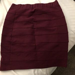 Burgundy High Waisted Skirt